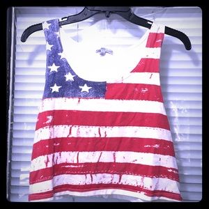 American flag crop top tank